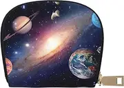[EdWal] Universe Galaxy Outer Space Print Card Holder Unisex Credit Card Case for Men and Women Leather Card Holder, Slim Business Card, White, One Size