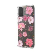 For Samsung Galaxy A51 5G Case TPU Bumper PC Pressed Dried Pink Flower Design