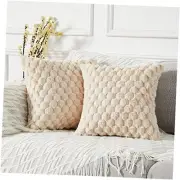 Pack of 2 Super Soft Cozy Decorative Throw Pillow 20" x 20" (Pack of 2) Beige