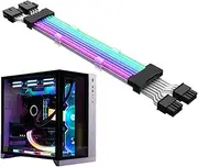 ATX Cable Extension - Compatible Powerr Cable with Duaal LED Light | PC Internal Components | PSU Extension Cable Cover Kit | ATX RGB Cable Extension Kit | Synchronized PSU Cable for RGB Software