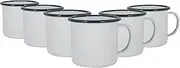 Argon Tableware Enamel Mugs - 375ml - Pack of 6 - Navy Metal Insulated Coloured Coffee Mugs Lightweight Camping Cups for Drinking Tea, Hot Chocolate, Coffee
