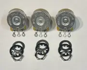 3X Genuine CTS® 250K Split Shaft Potentiometers Audio Taper 3/8" Shaft Dish Back