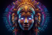 DMT Shaman UV tapestry, Blacklight Reactive, Psychedelic Wall Hanging Trippy Art