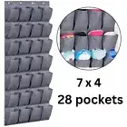 28 Grids Over The Closet Door Shoe Organizer Hanging Storage with 4 Hooks