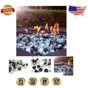 1-Inch Fire Glass for Gas Fire Pits - White/Onyx Blend 20 lbs - Ideal Gift