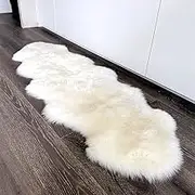 TARODEA Premium Genuine Sheepskin Rug, Real Australia Wool, Natural Luxury Fluffy Lambskin Area Rug for Bedroom Living Room Sofa Chair Cover (70 X 200 CM, Natural (Ivory Whiite))