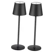 Cordless Table Lamp LED Desk lamp,5000mAh Rechargeable Touch Night 2pBlack