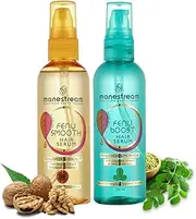 Manestream Fenuboost & Fenusmooth Hair Serum Combo for Men & Women | Instantly Detangles, Reduces Breakage & Adds Shine | Ayurvedic Formula with Fenugreek | Paraben, Sulfate & Toxin Free - Pack of 2