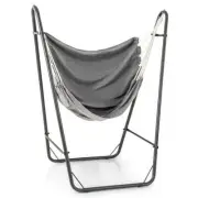 Costway Hammock Chair with Stand and Side Pocket for Living Room-Grey