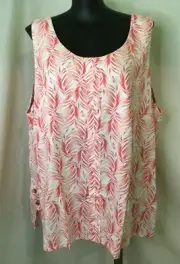 AUTOGRAPH PINK "LEAVE PATTERN" SLEEVELESS SHELL TOP SZ 28-NEW STOCK AUTOGRAPH