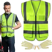 KUBDPQOR Multifunctional High Visibility Vest - Pink Hi-Vis Vest with Print 'Folder' Size XL - Safety Vest for Order Forces Yellow with High Visibility - Ideal for Construction, Luggage Handling