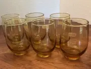 Set 6 Vintage Libbey MCM Honey Amber Tempo Glasses Stemless Wine Juice New Tags