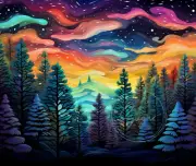 Forest Scene Art Computer Mouse Pad Gift Rainbow colorful, fun