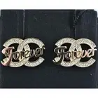 Chanel 21S Gold Crystal Forever CC Logo Large Dangle Statement Stud Earrings