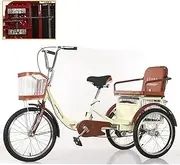 DEFGHIJ 3 Wheel Bike 20 Inch Tricycle Adult Double Chain Cruise Trike Bicycles with Shopping Basket and Back Seat for Seniors Women Men Leisure Picnics