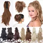 US Real Thick Hair Claw on Ponytail Hair Piece Clip In Pony Tail Messy Curly 12"