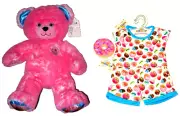 Build a Bear Donut Sprinkles Fuchsia Pink 16in 2016 Stuffed Teddy w/ PJ's Outfit