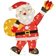 2D Pre-Lit Santa Clause Stand Decoration with 70 LED Lights for Outdoor Indoor