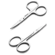 2PCS Facial Hair Small Grooming Scissors Trimming Kit Curved Rounded Clippers .