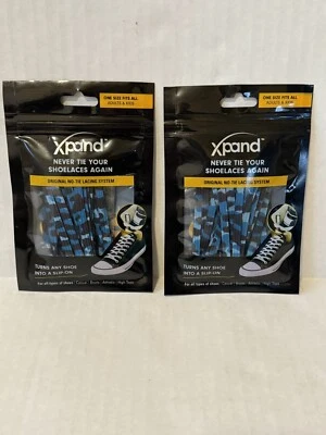 Lot of 2 Xpand Original No-Tie Flat Elastic Lacing System Adult & Kids Fits All