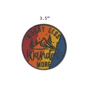 Wander More Worry Less Mountains Patch Embroidered Iron-On Applique Nature