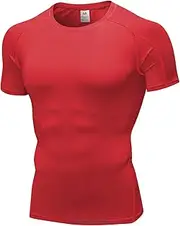 [YUSHOW] Men's Compression Shirts for Workout Moisture Wicking Quick Dry Running Athletic Base Layer Short Sleeve