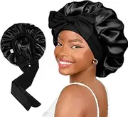 CUBETA women's satin sleep bandana, non-slip silk shower cap with ties, soft and breathable, suitable for hair care and hair protection