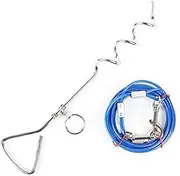 MINGTAISILIAOZD 3M/5M/10M Outdoor Pet Leash With Dog Fixed Pile Metal Screw Stake For Camping Garden Ground Steel Wire Dogs Leads Leashes Set (Color : Blue, Size : With 5M Leash)