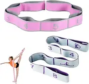 2Pcs Stretching Bands, Yoga Straps with 8 Adjustable Loops, Stretch Bands for Stretching, Leg Stretcher Strap, Pilates Band, Leg Bands for Pilates, Yoga, Dance, Gymnastics Exercise