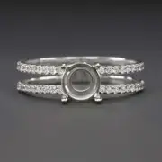NATURAL DIAMOND ROUND RING SETTING FOR 6.5mm 1ct CENTER SEMI MOUNT SPLIT SHANK