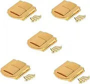 Dophee 5 PCS Toggle Catch Lock 0.98"x0.79" Gold Retro Style Iron Hasp Wood Chest Lock Latch Clasp with Screws for Jewellery Box Suitcase Chest Decoration