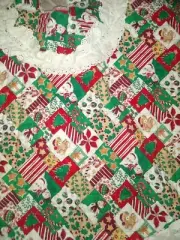 BEAUTIFUL HANDMADE QUILTED PATCHWORK TEDDY BEAR W/LACE TREE SKIRT 44"
