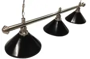 Pool Snooker Billiard Table Lighting - Brushed Stainless Light (3 x Black Shades) 61 Inch
