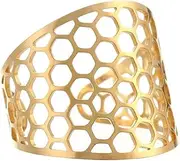 [LLYANZ] Stainless Steel Honeycomb Hexagon Open Rings can Adjustable 7-9 Size