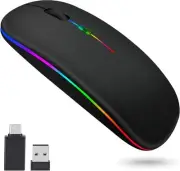 LED Wireless Bluetooth Mouse,Rechargeable Bluetooth Mouse (Bluetooth 5.1 + USB)