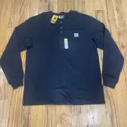 Carhartt Loose Fit Black Long Sleeve Button Cotton Shirt K128 BLK Men’s Medium