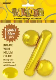 Gold % Alphabet Foil Balloon 86cm Birthday Party Decor Supplies AUS Stock