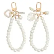 Heart Pearl Keychain Pendant Phone Chain Shell Keyring Hanging Ornaments-Charms