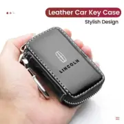 Cowhide Leather Car Key Case Bag Keychain Remote Key Fob Cover for Lincoln New