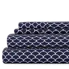 4-Piece Navy Geometric Microfiber California King Sheet Set