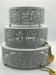 Opulent Treasures Blossom Cake Stand 3 Piece Set White NWT
