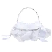 wedding flower basket White Flower Girl Basket Wedding Supply Lace Wedding