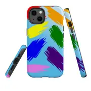 For Apple iPhone 13 Case, Armour Back Cover, Rainbow Brushes