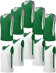[Liberty Imports] 10 Pack Youth Boys Reversible Mesh Performance Athletic Basketball Jerseys Blank Team Uniforms for Sports Scrimmage Bulk