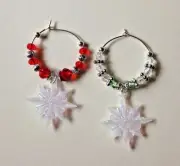Christmas wine glass charms set of 6 snowflakes choose your set