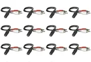 12pcs 3.5mm Stereo Female Jack to 2 RCA Left-Right Male Plug Audio Adapter 12X