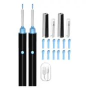 2pcs Ear Wax Removal Visual Ear Cleaner Tool Kit Ear Cleaning Scope Set-Black