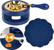 WARFEL Wax Seal Kit With Furnace, Spoon, and Silicone Pad for Melting Beads or Sealing Sticks (Blue)