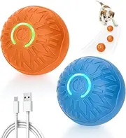 Smart Bouncing Ball for Aggressive Chewers - 2 Pack Durable Chew Toys with Bouncing & Floating Design - Interactive Fetch Toys for Small Medium Large Dogs & Cats (Non-Toxic, Orange+Blue)