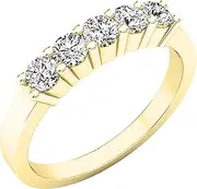 [Dazzlingrock Collection] 0.55 Carat (ctw) 14K Gold Round Lab Grown White Diamond Ladies 5 Stone Wedding Band 1/2 CT